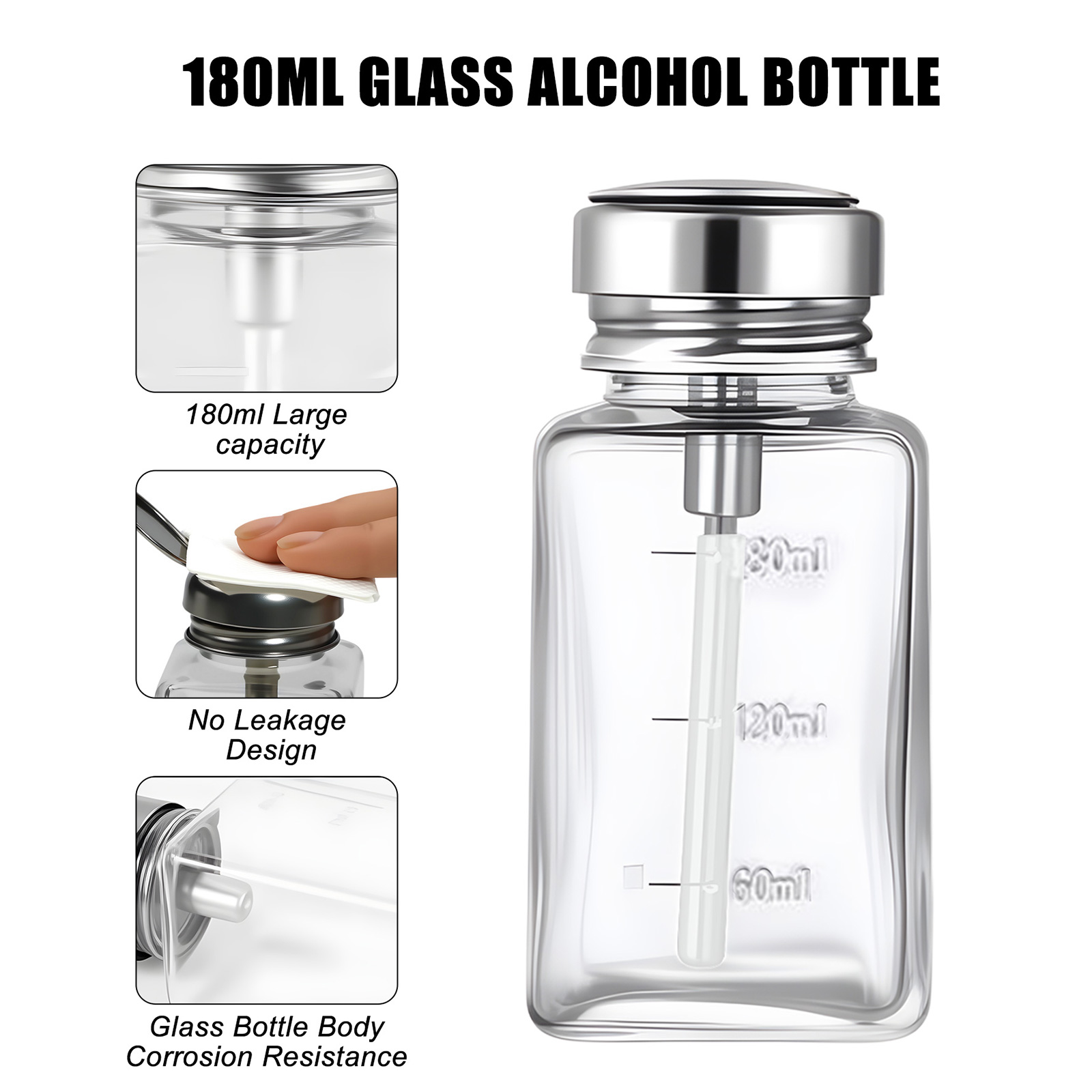 180ml Nail Glass Bottle Press  - Water Bottle Blank 评论和价格