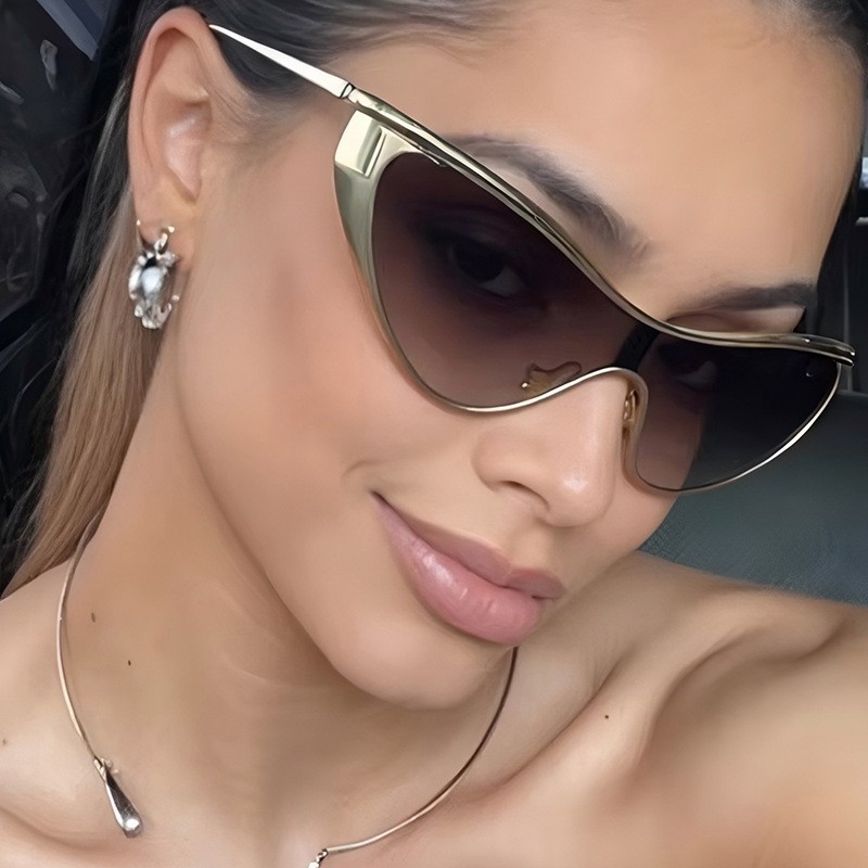 Rimless Y2K Style Sunglasses R - Metal Photo Panel 评论和价格