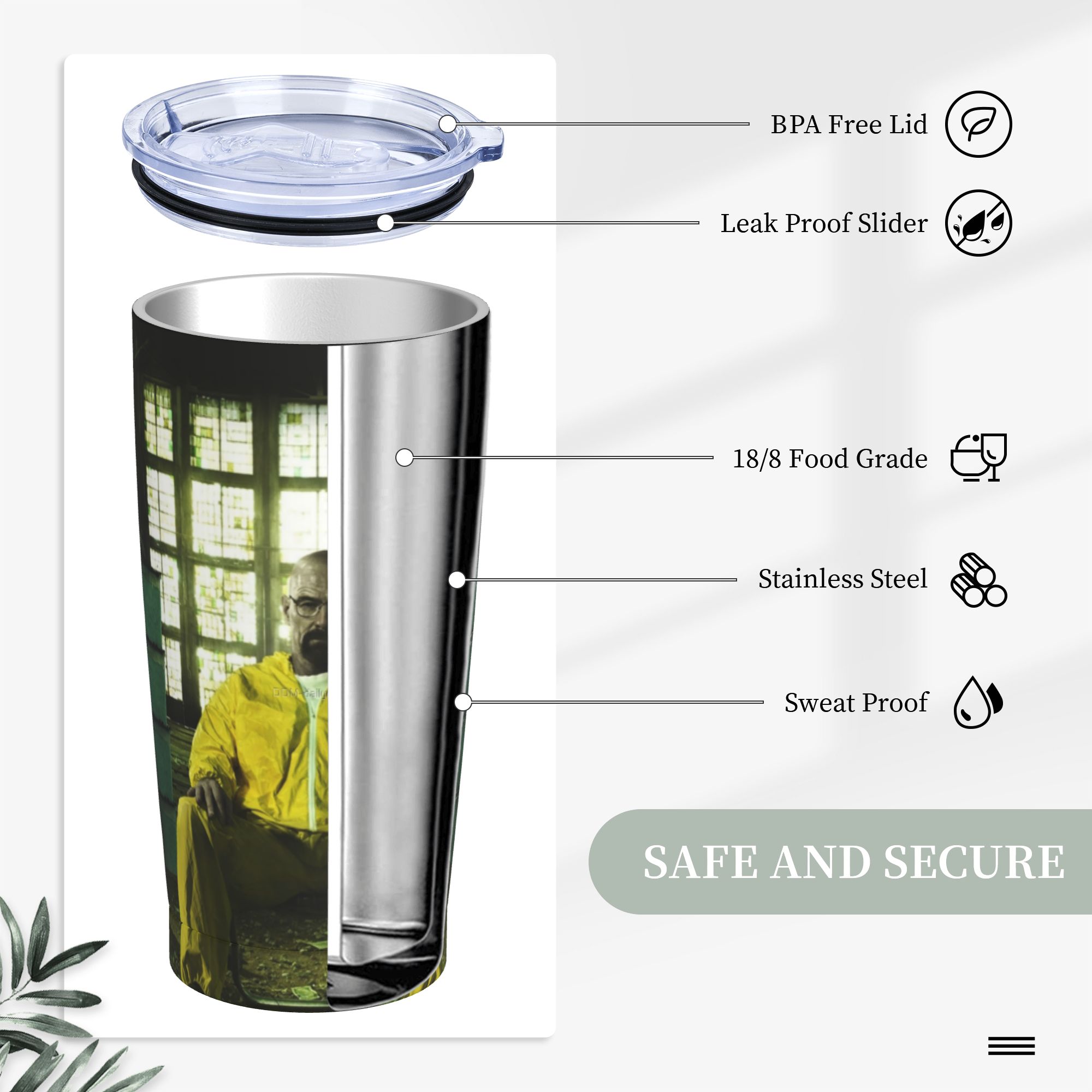 Breaking Bad Walter White Tumb - Tumbler 20Oz White 评论和价格